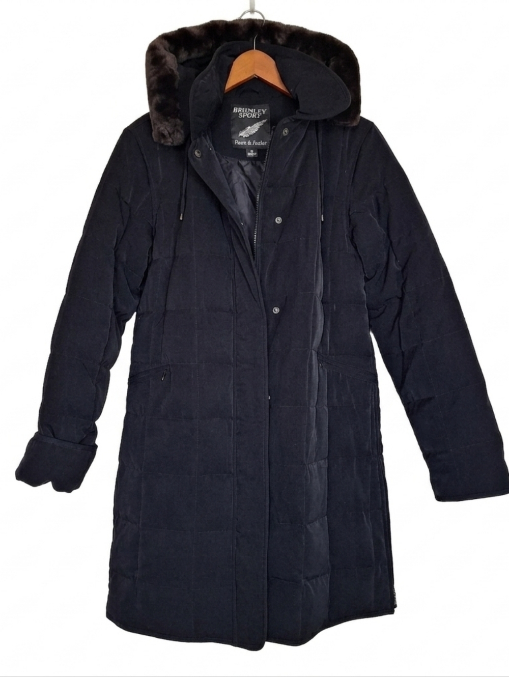 Bromley Sport Black Down & Feather Puffer Coat Jacket Size M